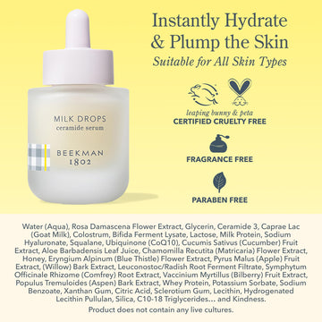Beekman 1802 Milk Drops: añade 1–2 gotas a Bloom Cream para activar hidratación