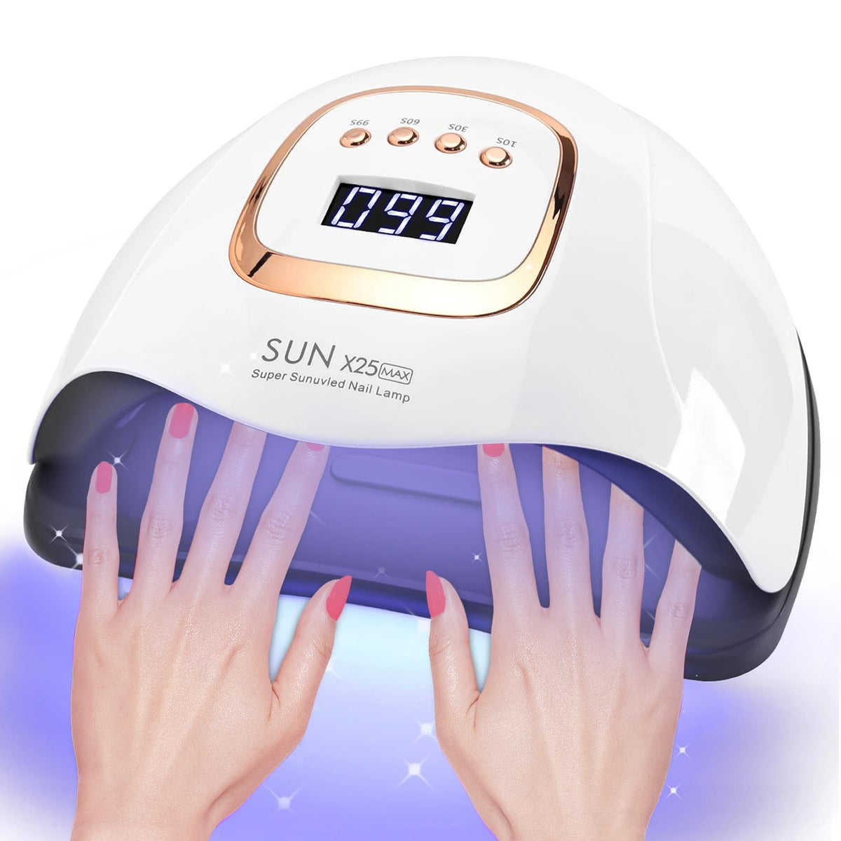 Lámpara BEENLE UV LED 380W, vista frontal, secado rápido y uniforme de gel