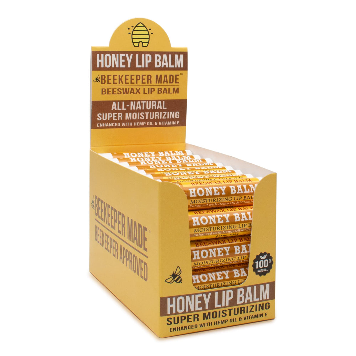 Beessential baume à lèvres cire d’abeille, lot de 40, hydratation durable pour lèvres sèches.