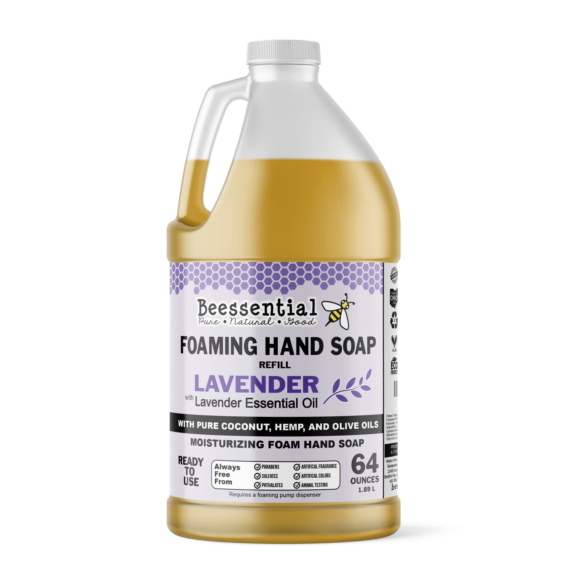 Beessential lavender bulk refill bottle for easy at-home refills.