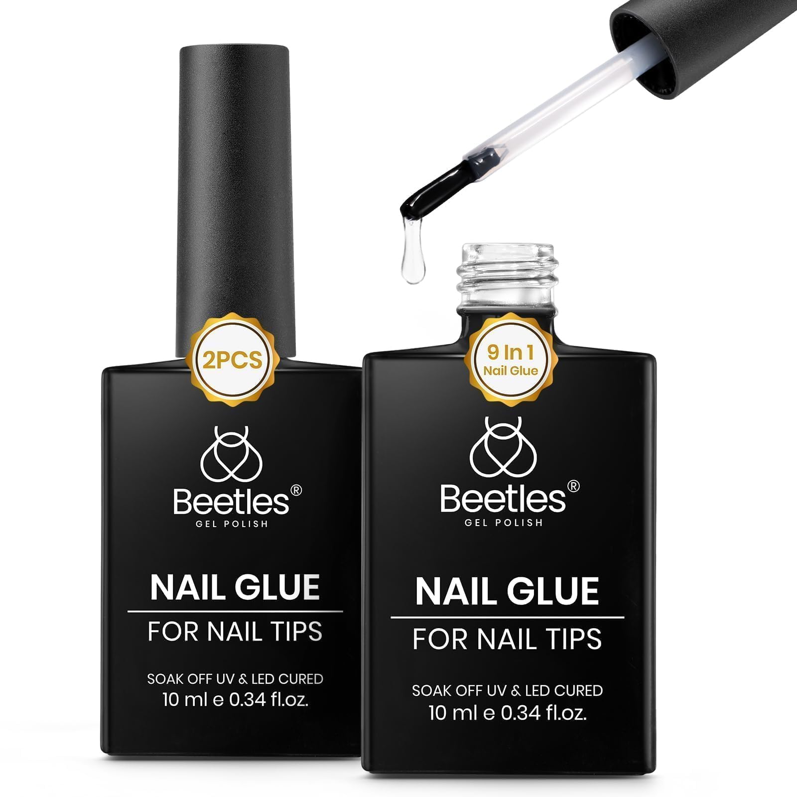 Beetles Gel Polish 9 en 1 pegamento para uñas con brocha para aplicación precisa