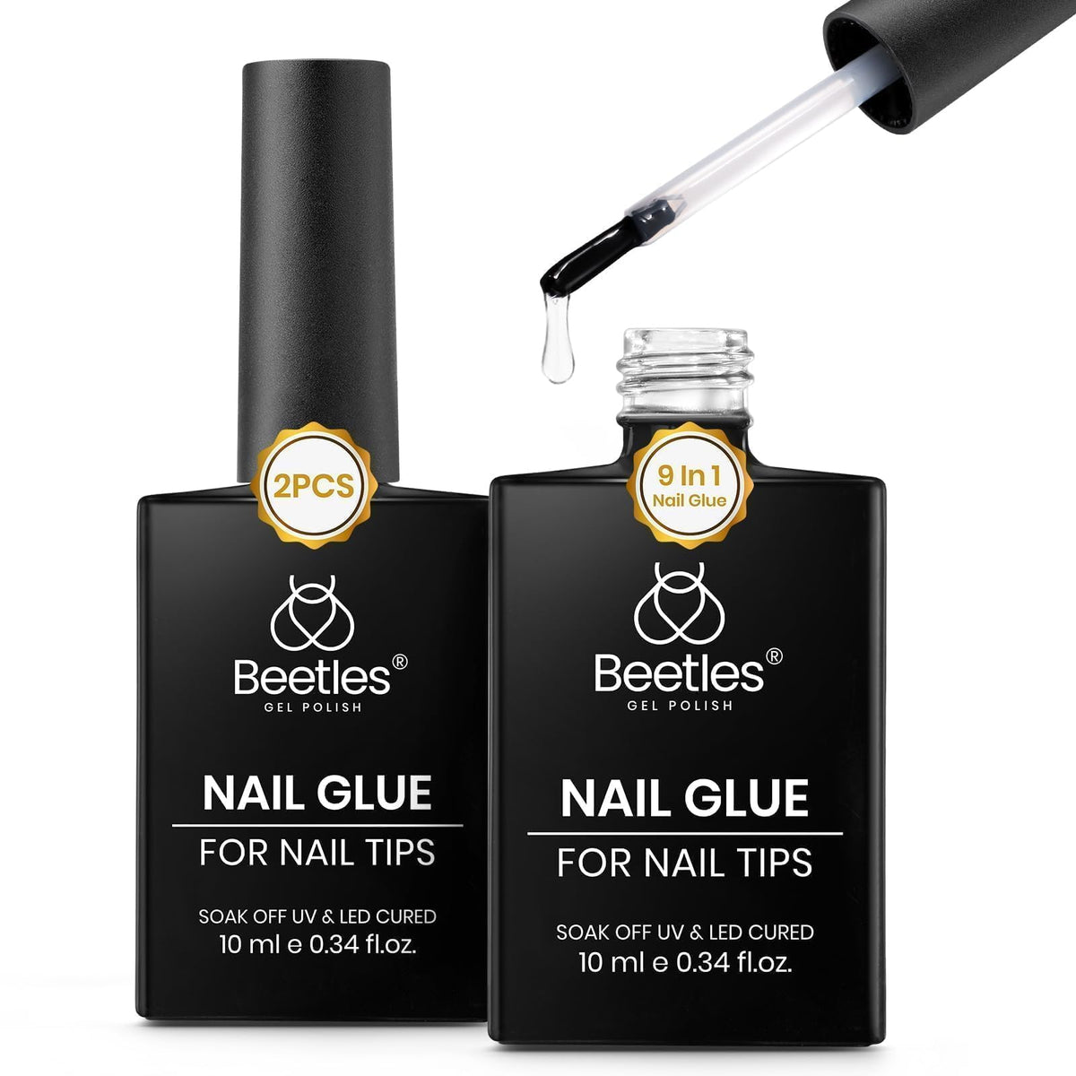 Beetles Gel Polish 9 en 1 pegamento para uñas con brocha para aplicación precisa