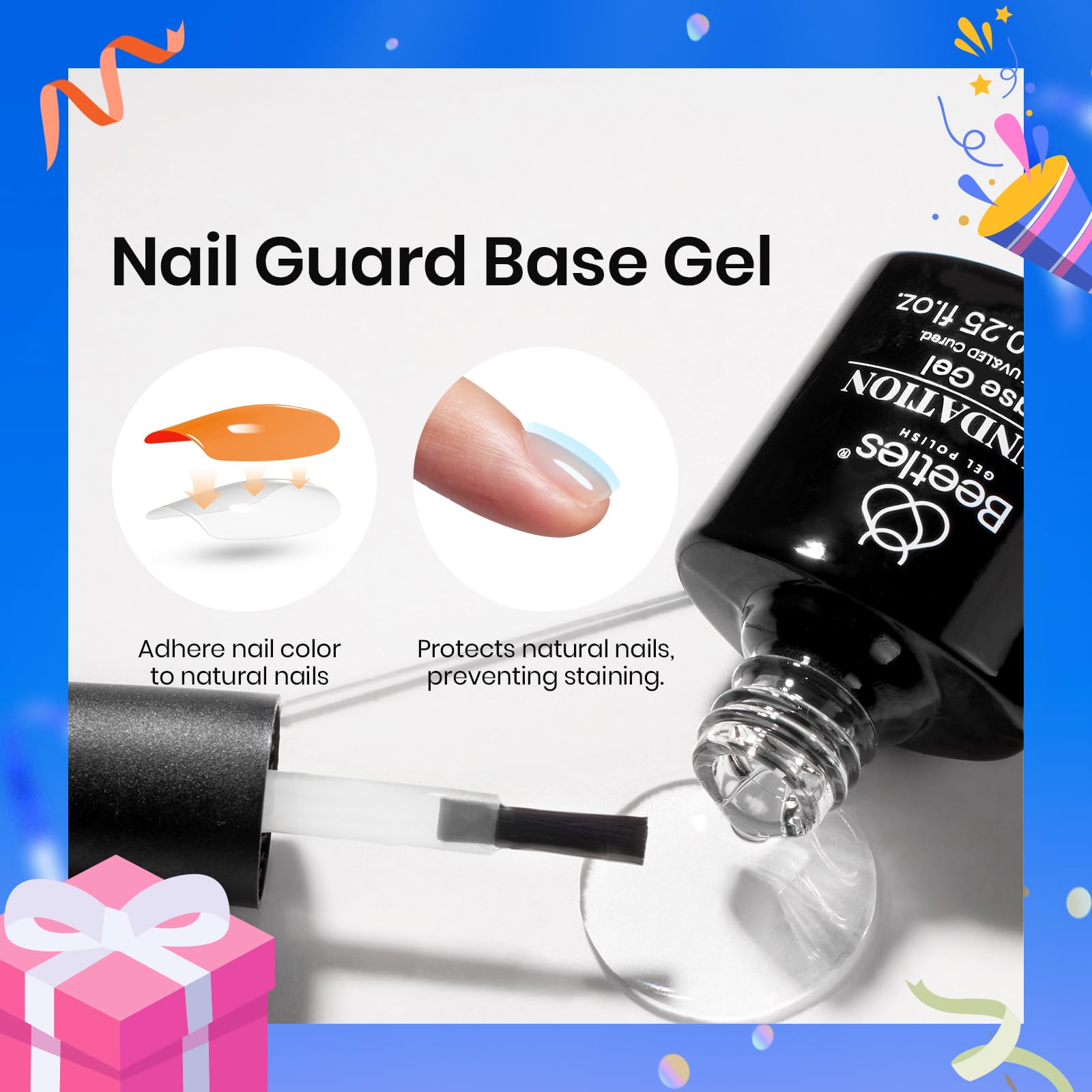 Aplicación de la capa base gel Beetles para uñas lisas.
