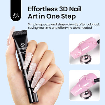 Beetles gel transparente, aplicación fácil para uñas con efectos 3D