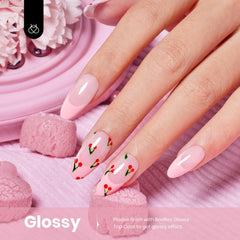 Beetles Gel Polish: aplicación con pincel rosa para manicura uniforme.