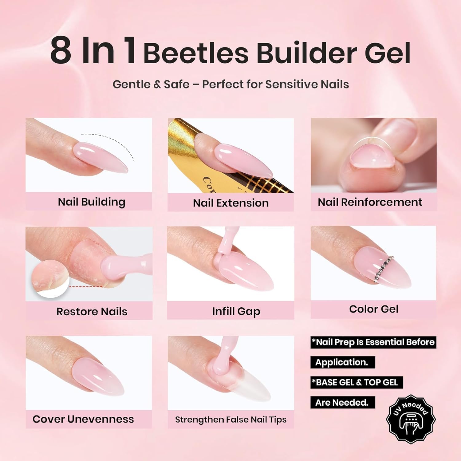 Beetles aplicación y acabado suave para uñas naturales.