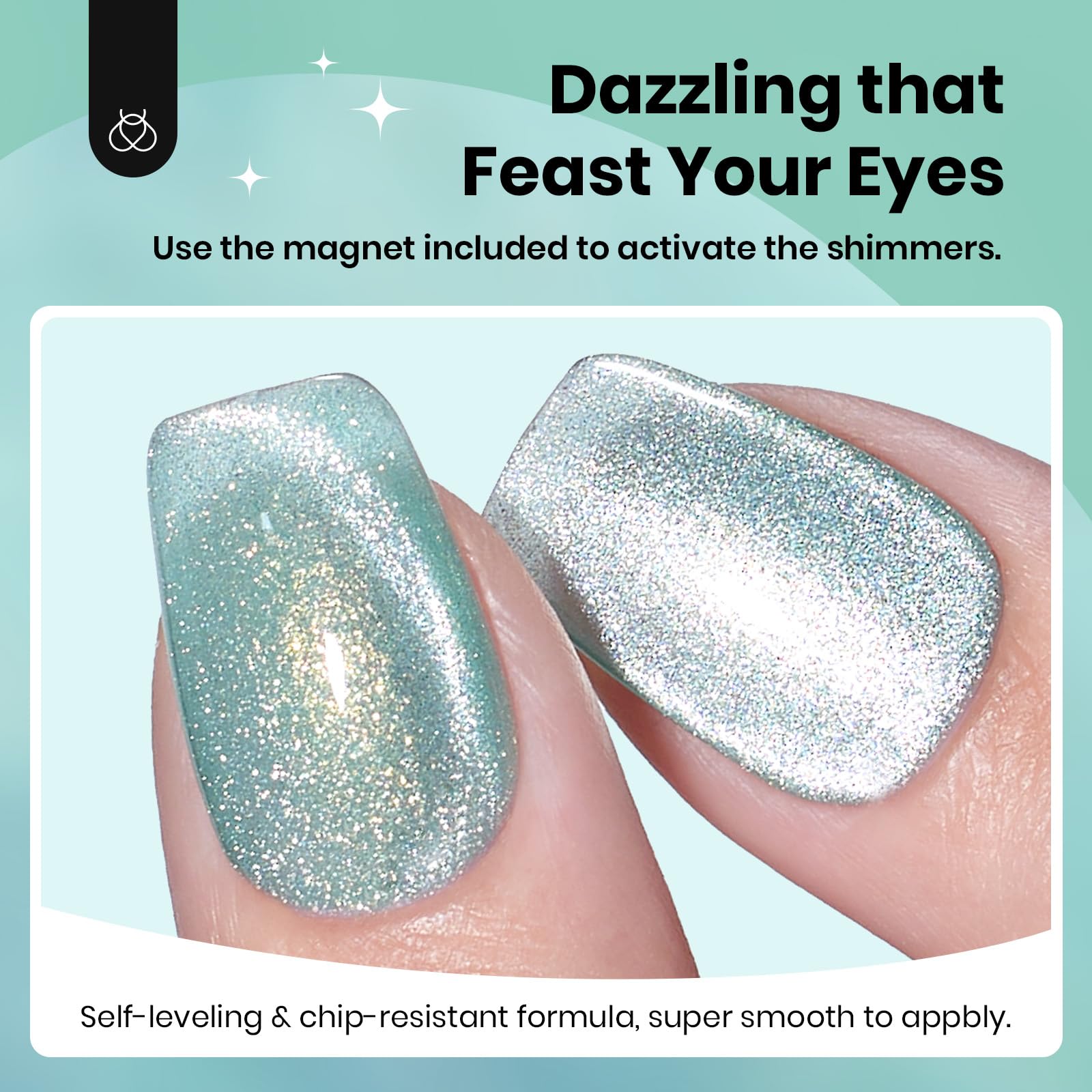 Beetles base y capa superior por separado para nail art verde.