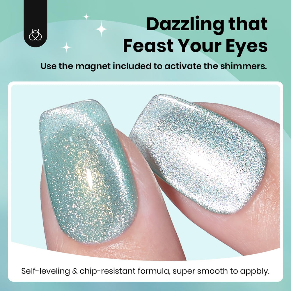 Beetles base y capa superior por separado para nail art verde.