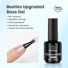 Beetles Base Coat: adhesión firme sobre uñas naturales para manicuras duraderas.