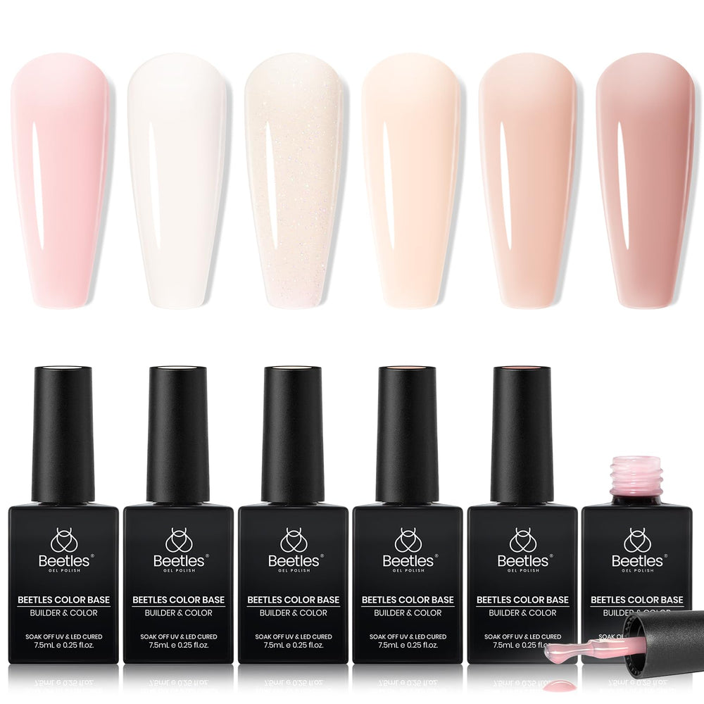 Beetles base de goma gel frascos visibles protegen uñas y facilitan manicura