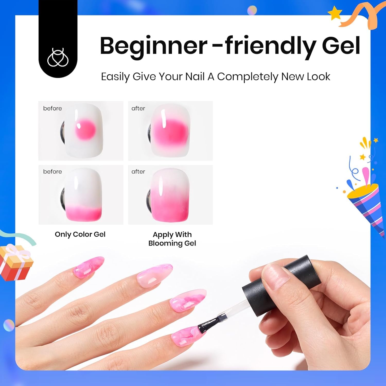 Beetles Blooming Gel efecto tie-dye: combinable con colores.