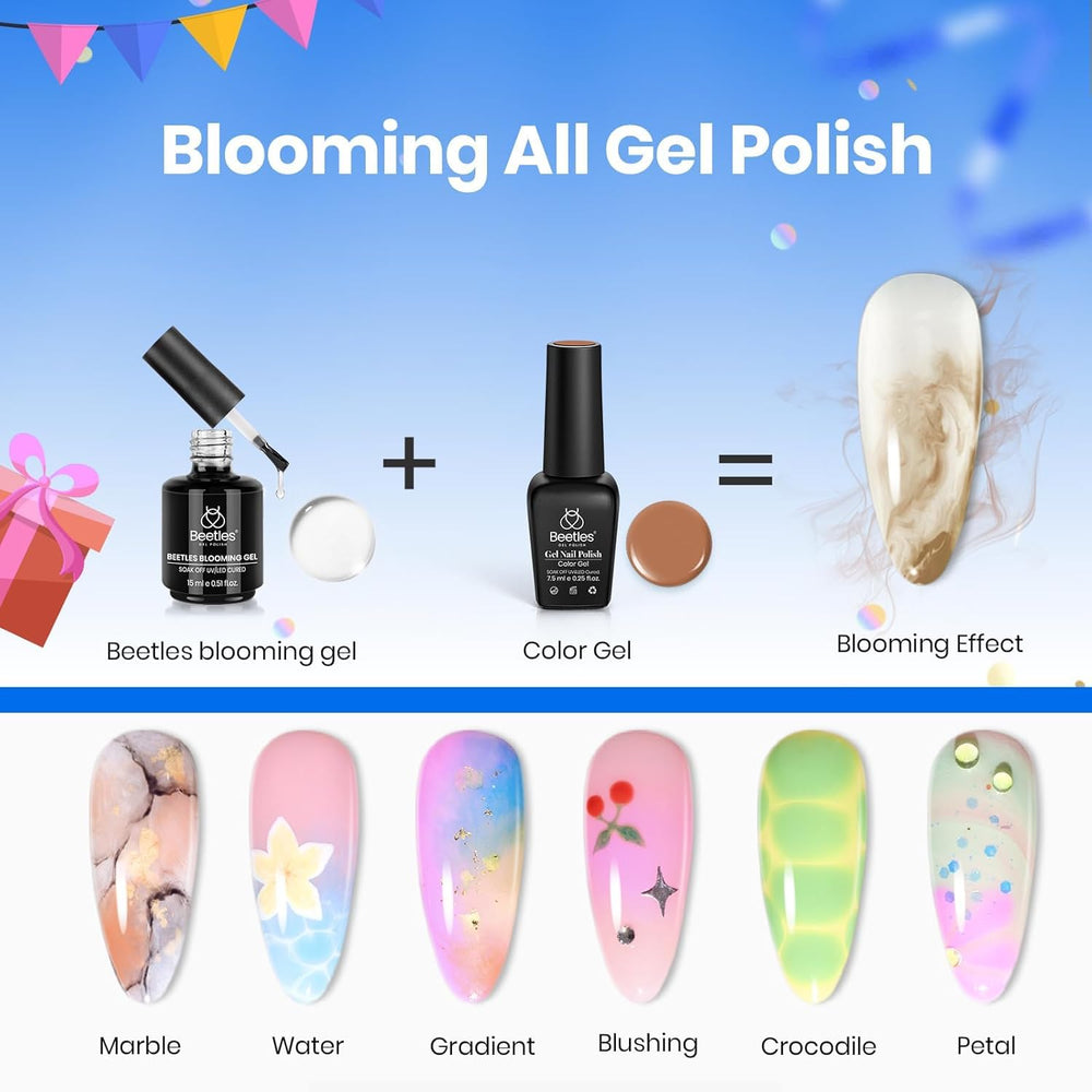 Beetles Blooming Gel imprime floral: diseños dinámicos para uñas.