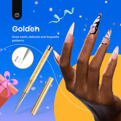 Beetles Gel Polish: brocha 9mm en dorado para líneas elegantes en uñas