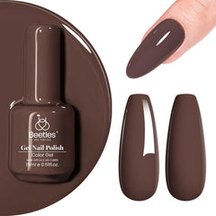Beetles Brown Gel Nail Polish: botella 15 ml con acabado duradero y brillo.
