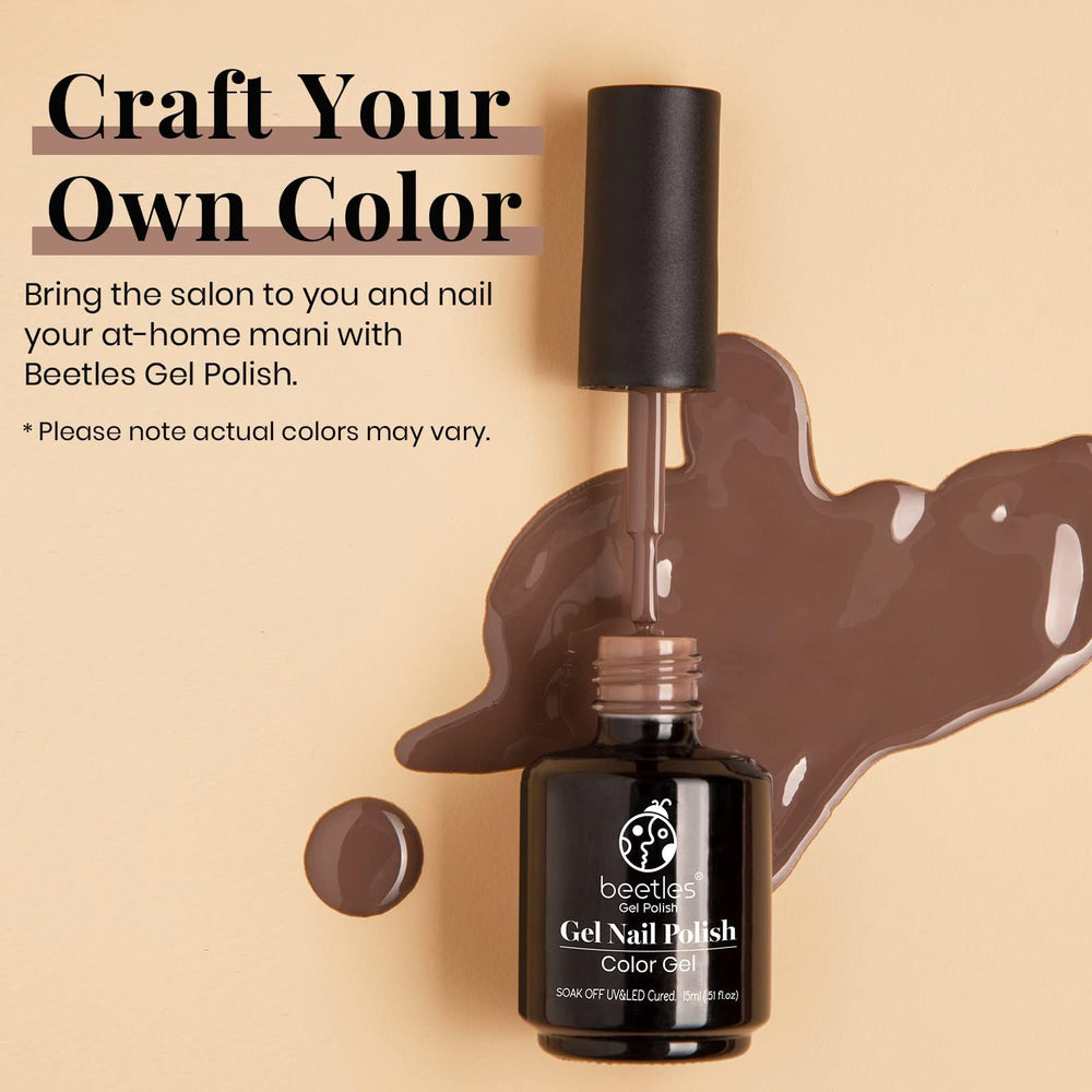Beetles Brown Gel Nail Polish: muestra de aplicación para capa suave.