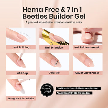 Beetles Builder Gel Amber Embrace brush enabling precise, bubble-free nail prep.