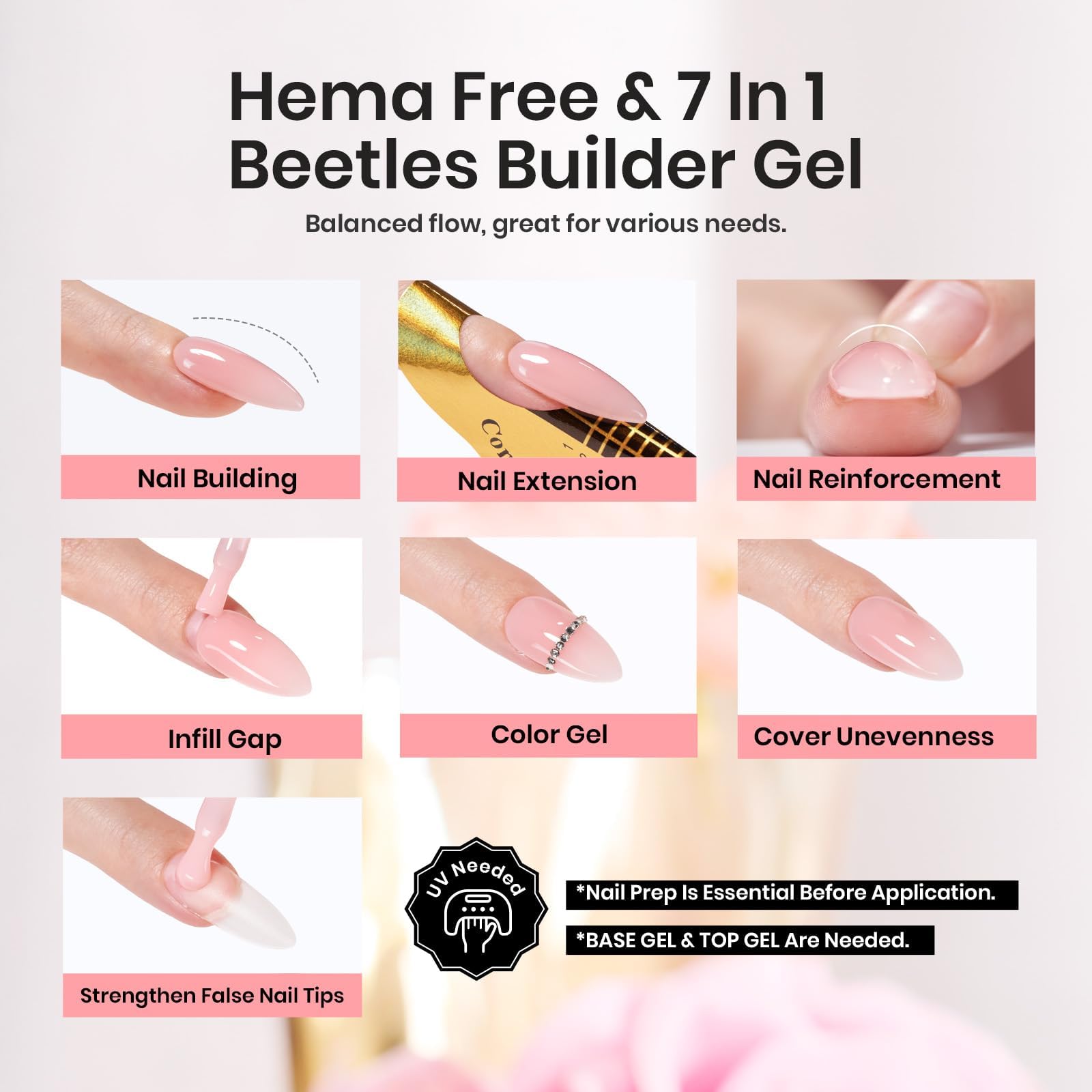 Beetles gel de construcción con brocha para aplicación precisa