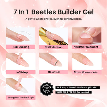Beetles Builder Gel: aplicación en uña para forma y refuerzo duradero.