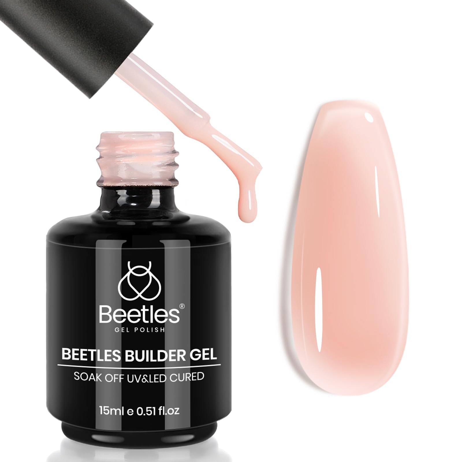 Beetles Gel de Construcción: bote de 15 ml para modelar uñas con acabado natural.