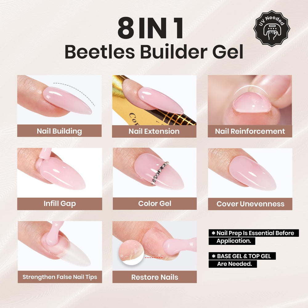Beetles Builder Gel extensión de uñas para crear ápice estable.