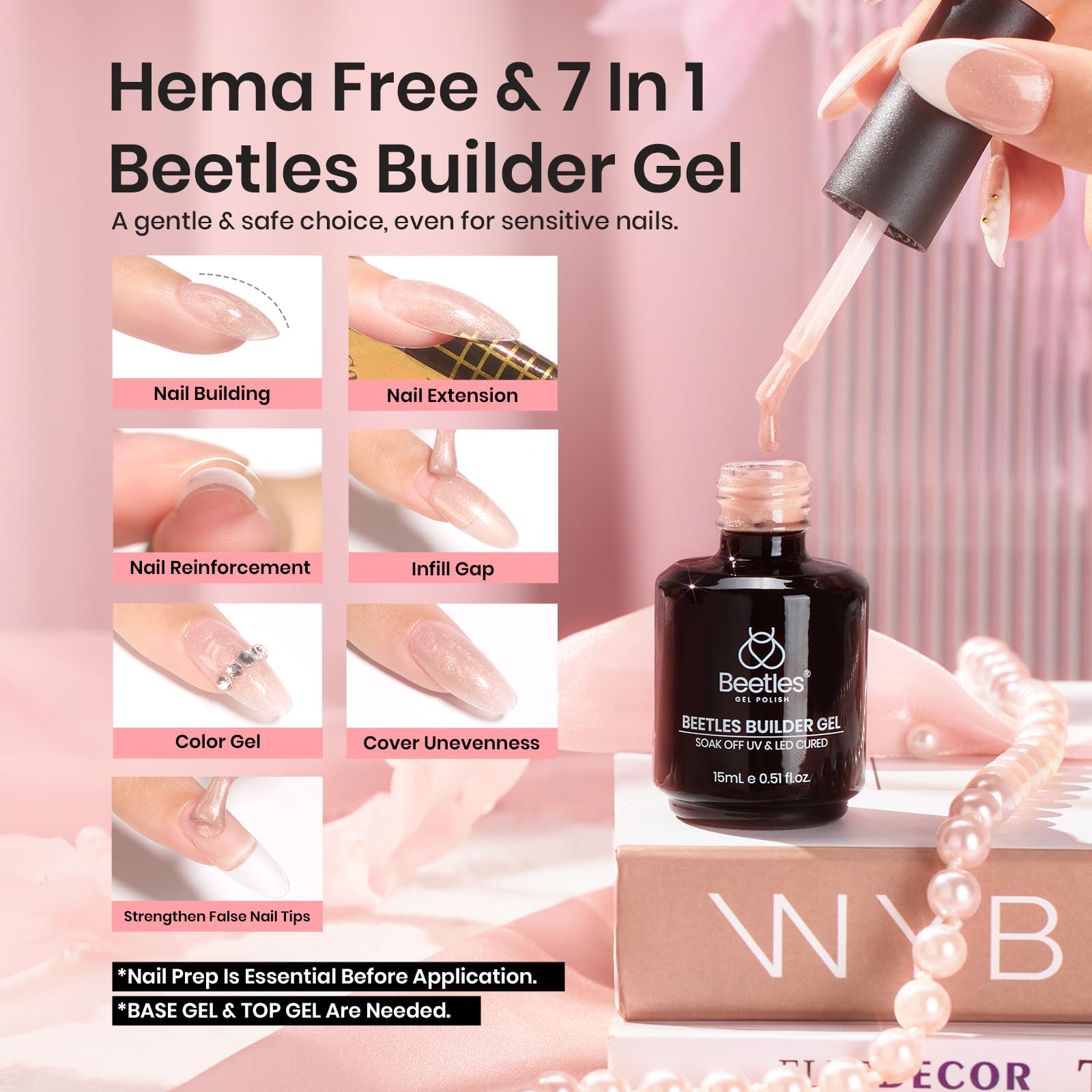 Beetles Builder Gel: extensión de uñas 7 en 1 para uñas más largas.