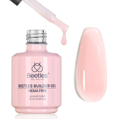 Beetles Builder Gel Pristine Grace, botella rosa, fácil de aplicar y acabado liso.