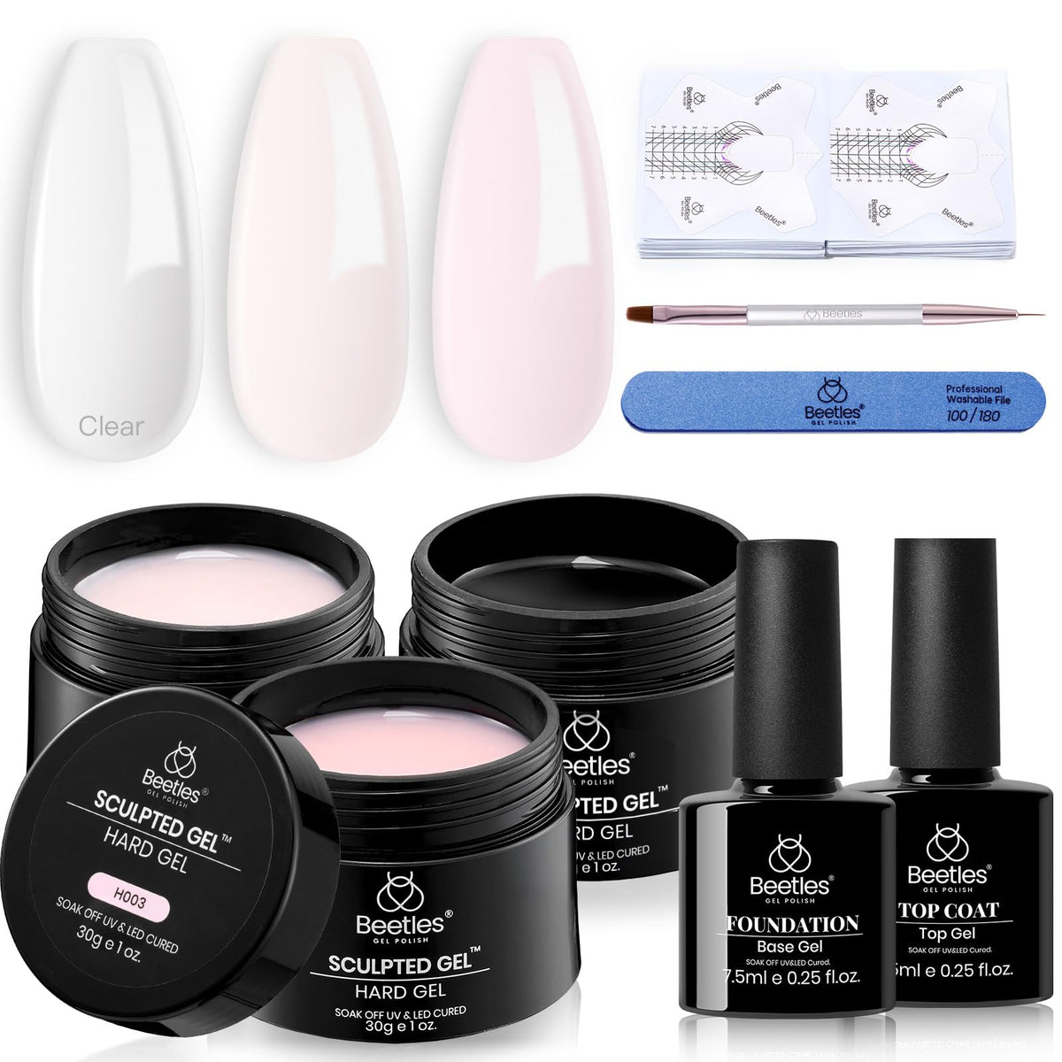 Beetles Builder Gel Kit Contenido para empezar manicuras en casa.