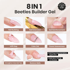 Beetles Gel de Construcción, modelo de uñas suave y liso para diseños precisos.
