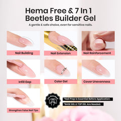 Beetles Builder Gel Rosa cubre defectos para un aspecto uniforme.