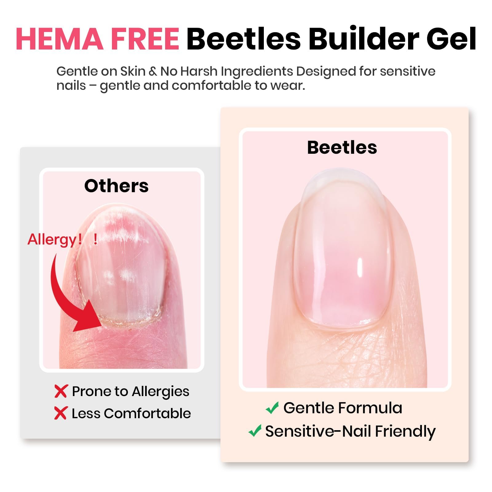 Beetles Builder Gel Rosa, brocha mejorada para diseños detallados.