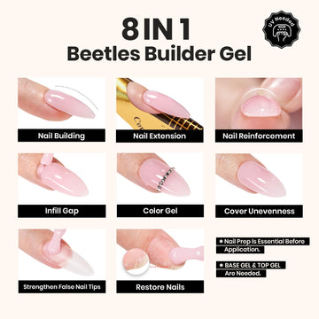 Beetles Builder Gel Sheer Luck nude pink nails ready for at-home manicure
