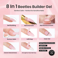 Beetles Builder Gel textura jelly, acabado suave y brillante en uñas.