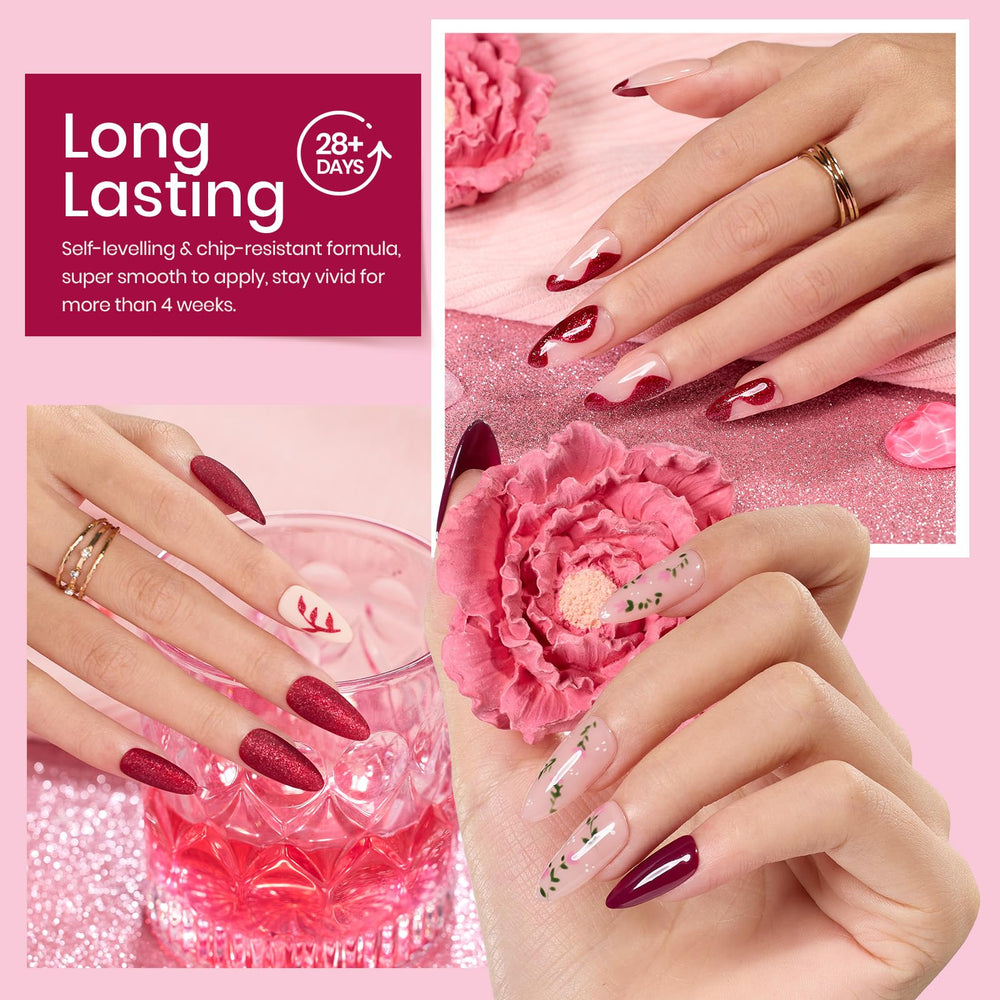 Beetles Burgundy: brillo rojo de larga duracion para uñas