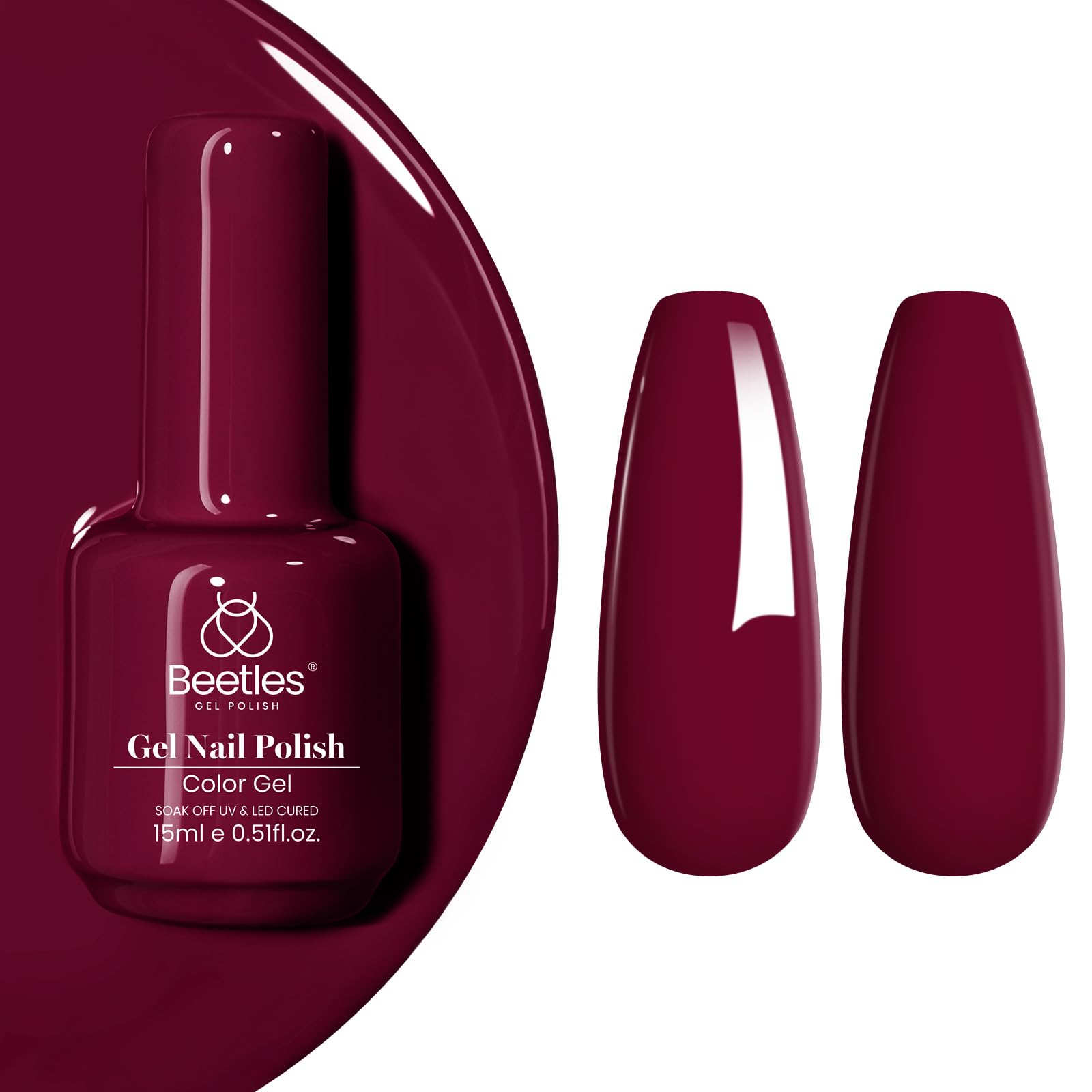 Beetles Burgundy Red Gel Polish regalo ideal para amantes del arte en uñas