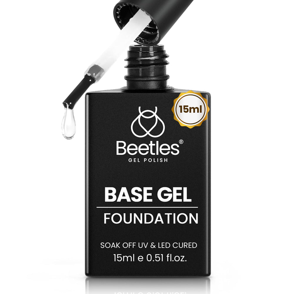 Beetles Capa Base de Gel 15ml en bote, adhesión duradera para uñas en gel
