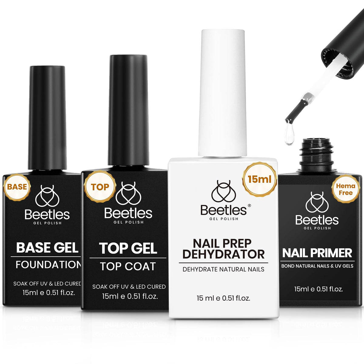 Beetles capa superior gel con brillo duradero para manicura.