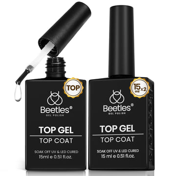 Beetles Capa Superior Gel uñas, brillo alto para acabado duradero.
