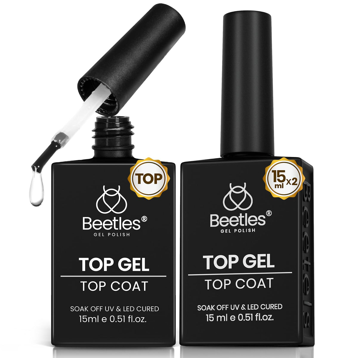 Beetles Capa Superior Gel uñas, brillo alto para acabado duradero.