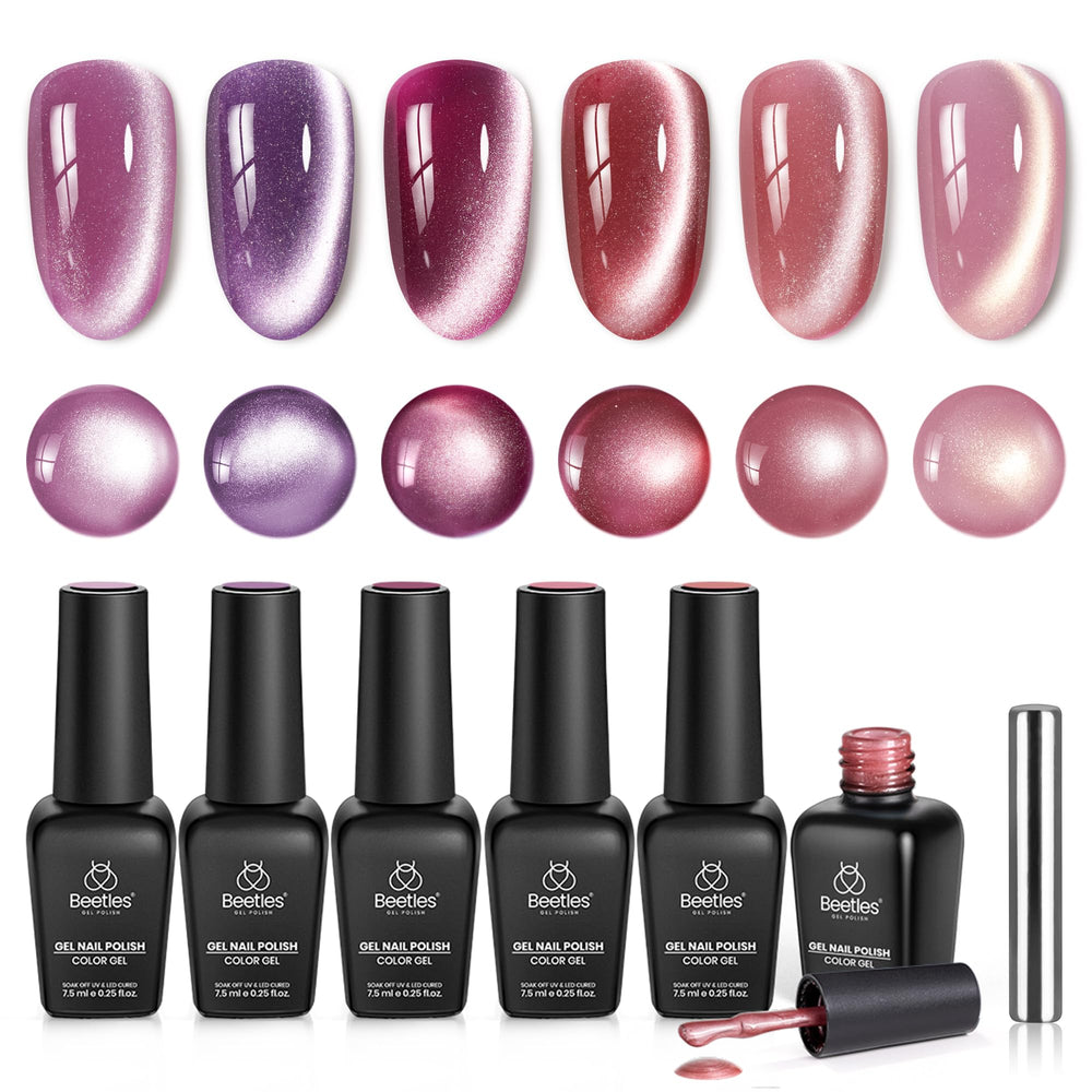 Beetles gel ojo-de-gato colección rosa: acabado elegante