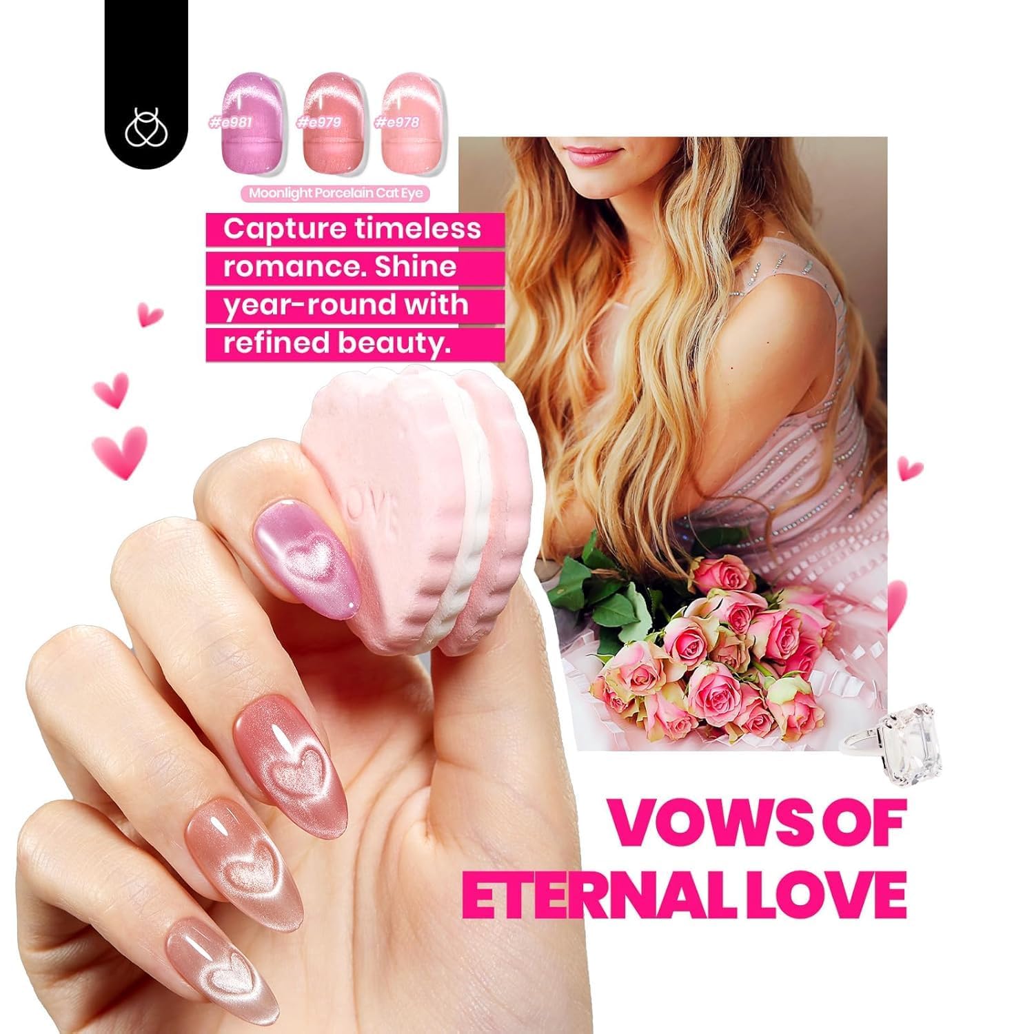 Beetles Gel Polish con imán incluido para crear efectos ojo de gato en uñas.