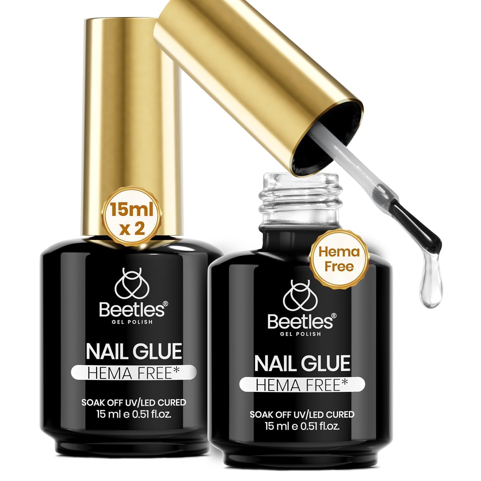 Beetles cola uñas 15ml: botella clara para fijación fuerte de tips de acrílico