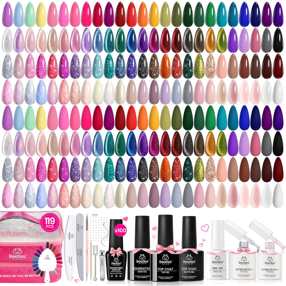 Beetles Gel Polish, colección de 100 colores para uñas brillantes y duraderas.