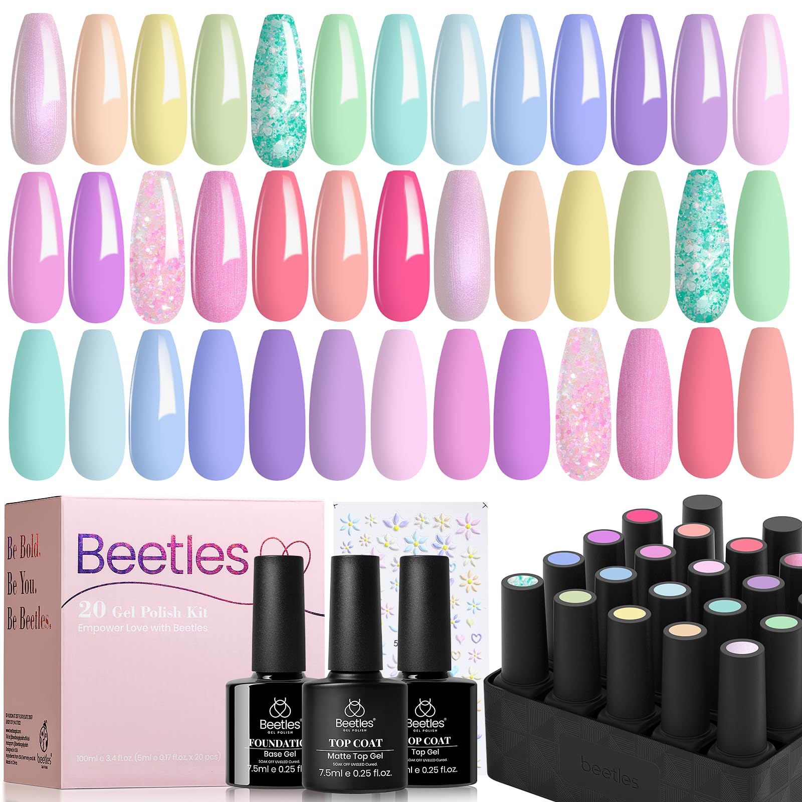 Beetles colección de 20 tonos pastel para múltiples looks.