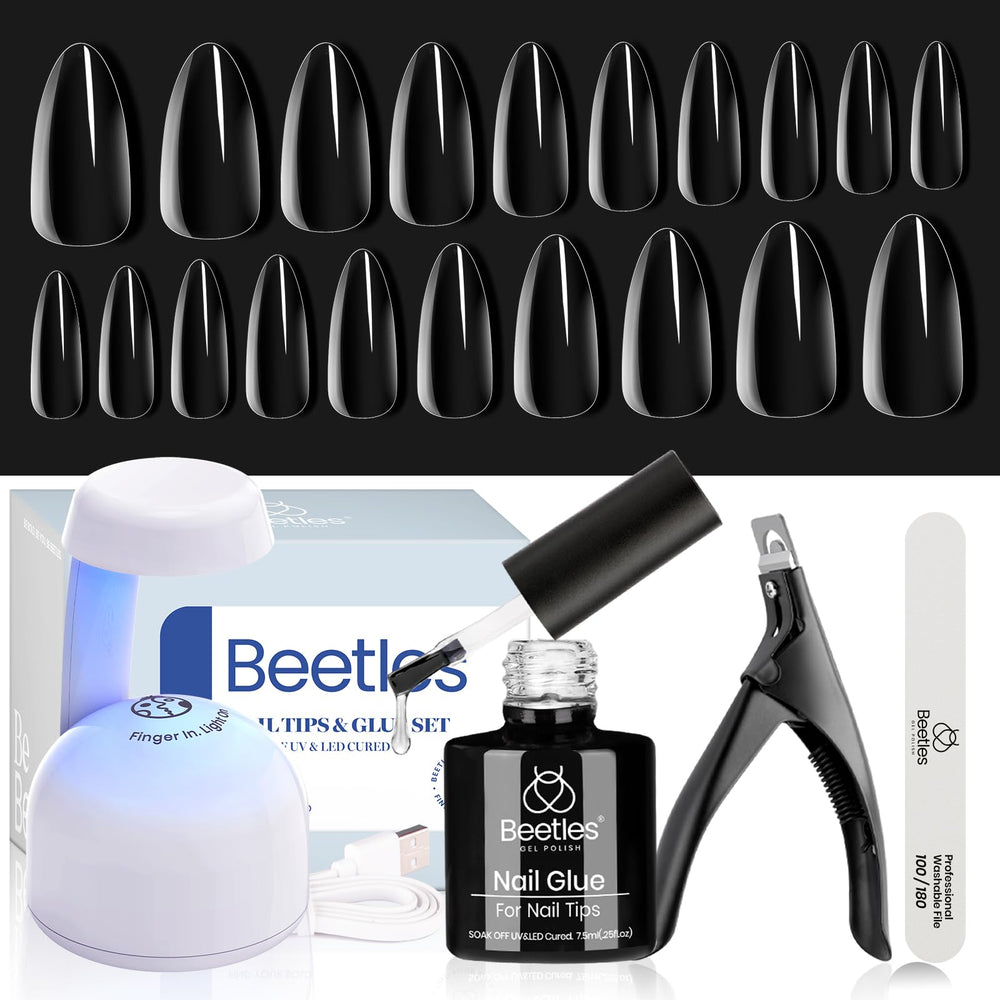 Beetles conjunto uñas gel almendra 9 en 1 para extensión casera