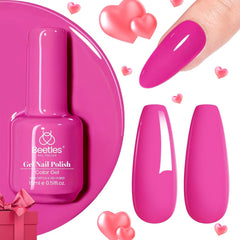 Beetles esmalte de gel rosa Cosmos Bouquet, tono rosa neón, ideal para manicuras duraderas.