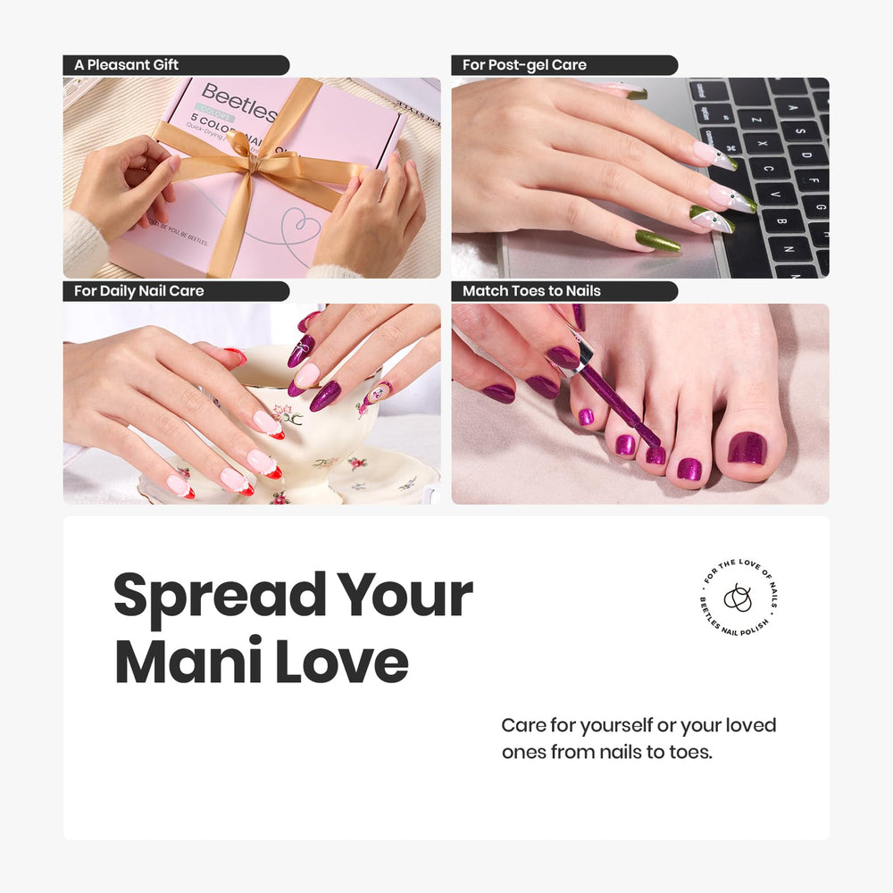 Beetles efecto brillo deslumbrante para uñas con acabado profesional.