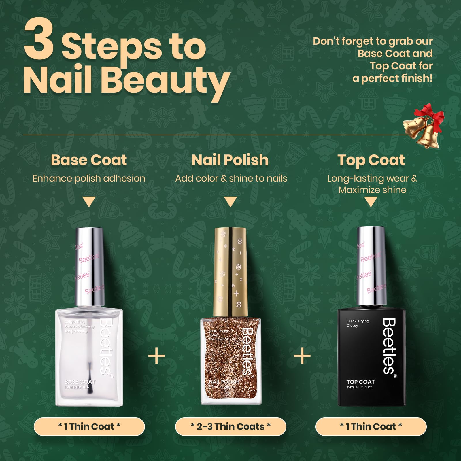 Beetles Esmalte Acabado Alto Brillo: resultado sedoso para uñas elegantes.