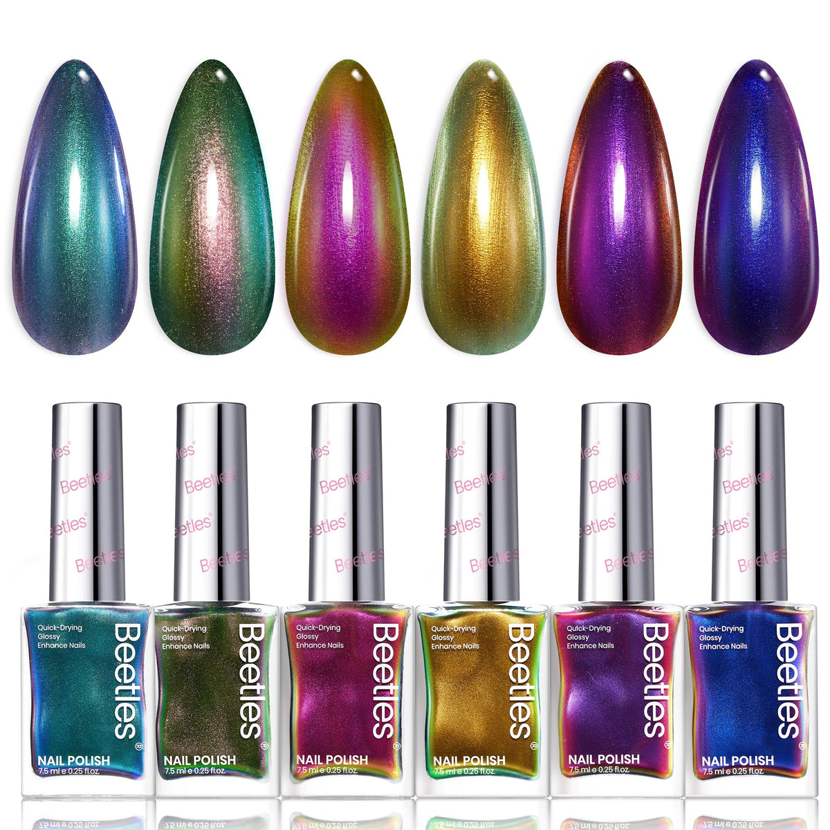Beetles Gel Polish cromo camaleon Ember, acabado brillante y duradero