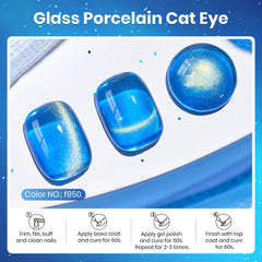 Beetles esmalte en gel azul ojo de gato con imán para efectos variables.