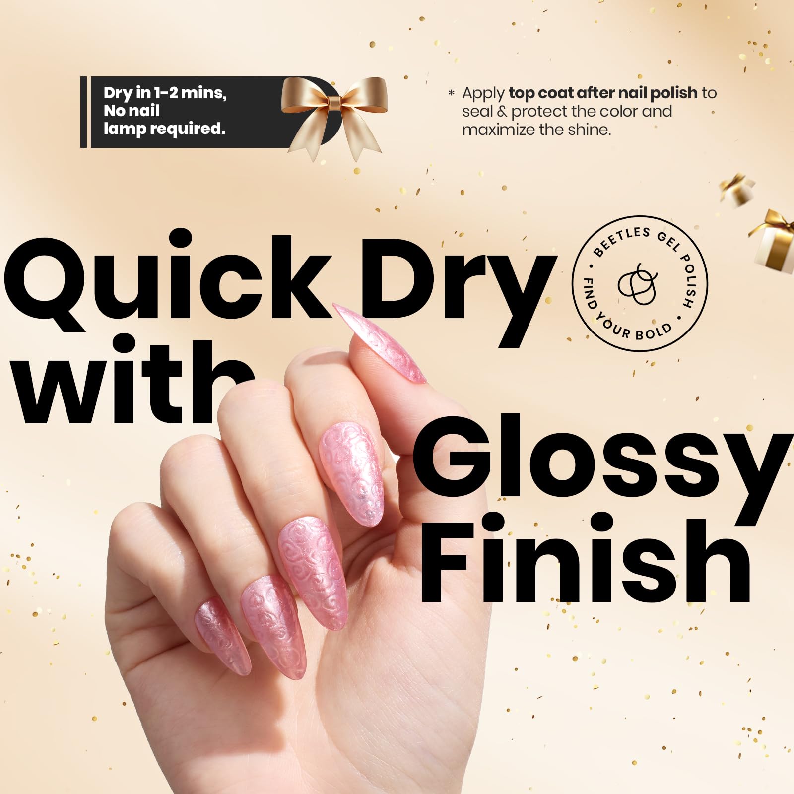 Beetles esmalte en gel rosa, remoción fácil con quitaesmalte